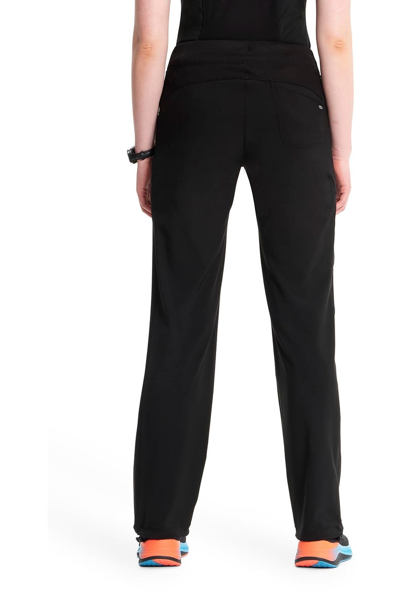 Cherokee Women's Infinity Low-Rise Straight Leg Drawstring Pant, Black, XX-Large - Image 2